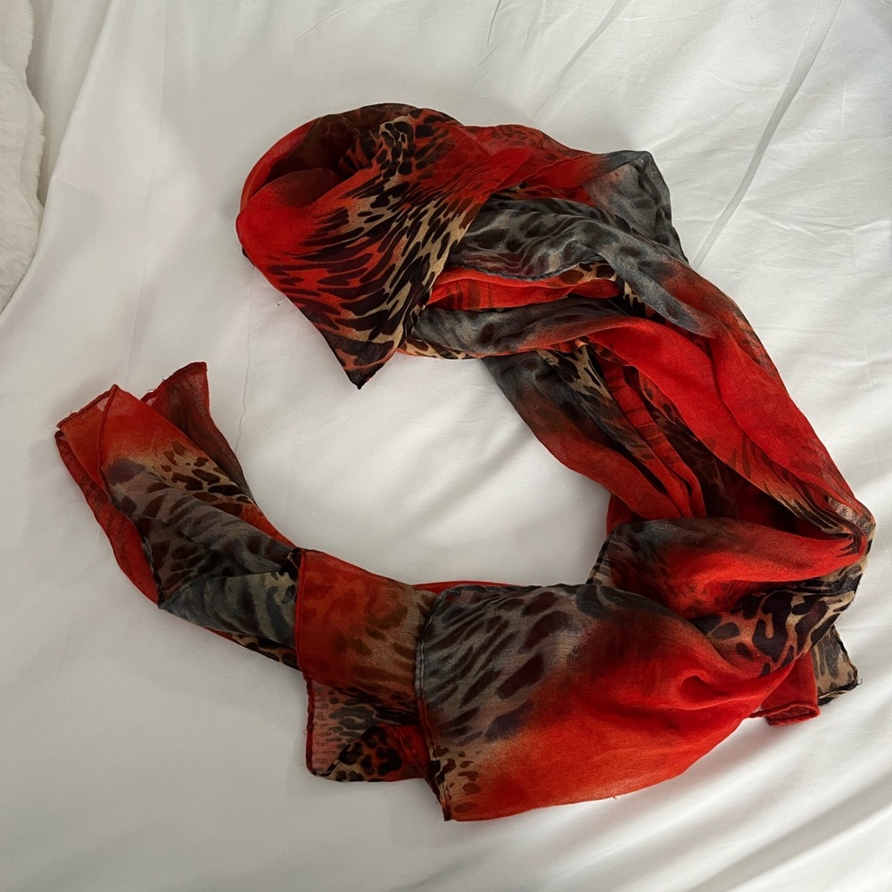 Red and Black Abstract Pattern Scarf